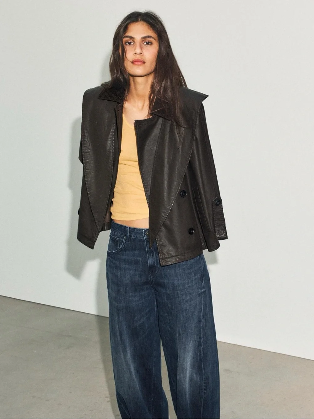 ZARA WAXED CAPE COAT